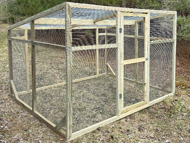 Large run with hardware cloth wire wrapped around it